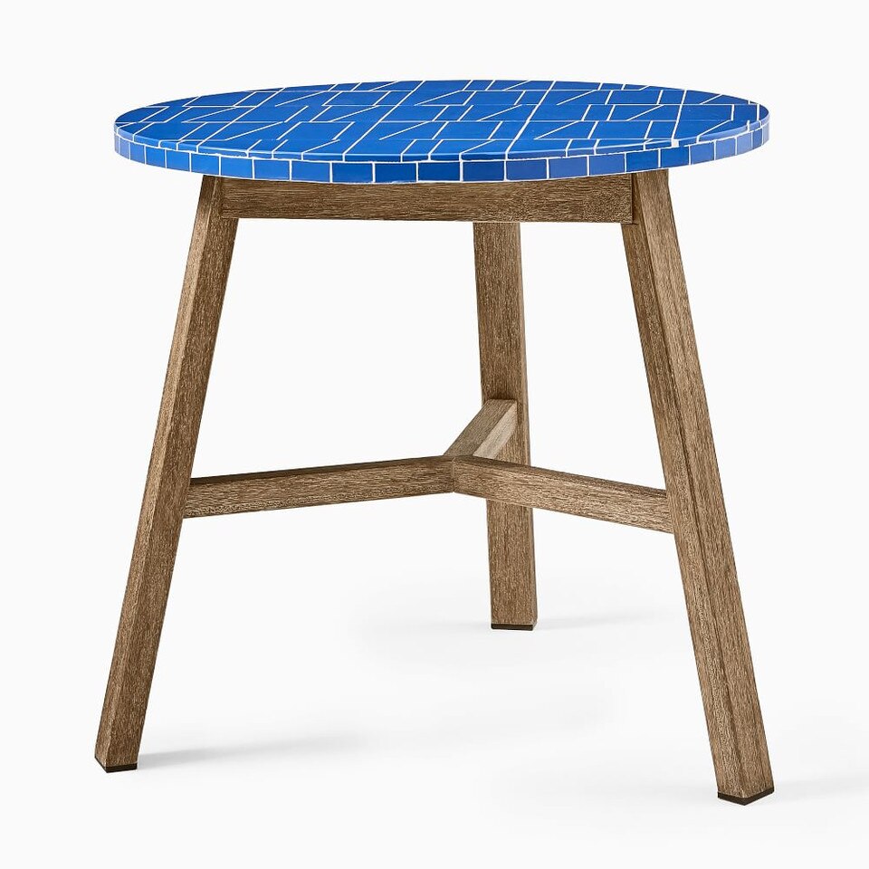 Mosaic Tiled Outdoor Bistro Table Landscape Blue West Elm Australia